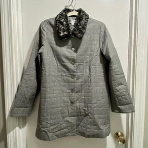 Vintage Collezioni Minimalist Quiet Luxury Quilted Wool Faux Fur Collar Jacket S